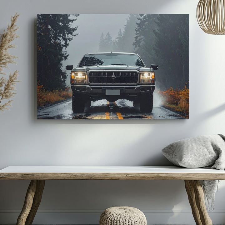 Misty Forest Ford Raptor Canvas – Rugged Pickup Truck Adventure Art - Gifitto