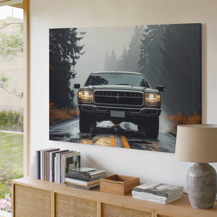 Misty Forest Ford Raptor Canvas – Rugged Pickup Truck Adventure Art - Gifitto