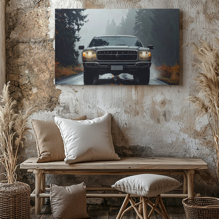 Misty Forest Ford Raptor Canvas – Rugged Pickup Truck Adventure Art - Gifitto