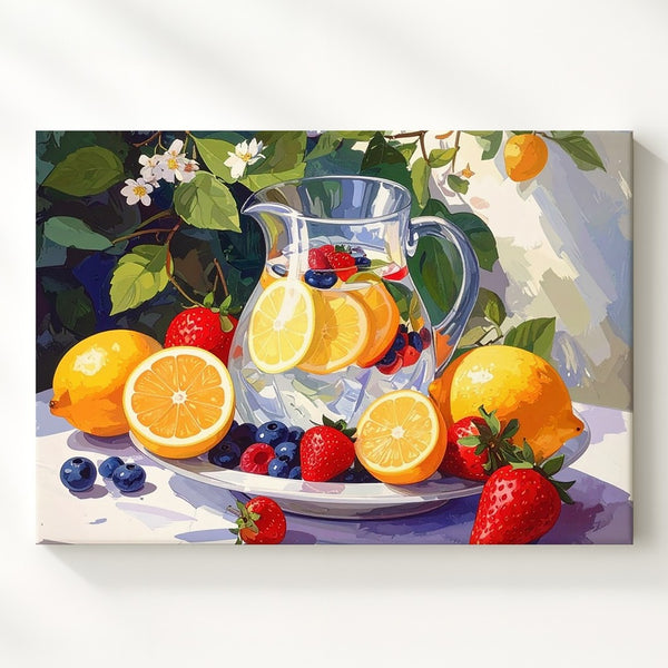 Refreshing Citrus & Berry Still Life Canvas – Bright Summer Fruit Painting - Gifitto