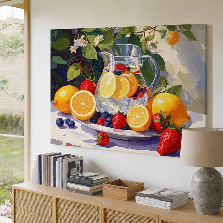 Refreshing Citrus & Berry Still Life Canvas – Bright Summer Fruit Painting - Gifitto