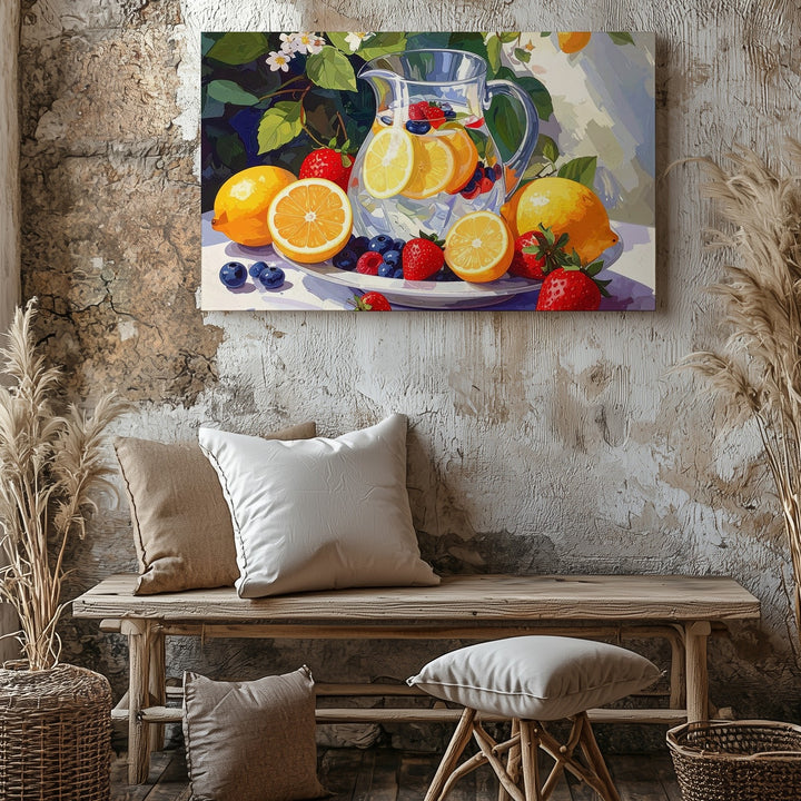 Refreshing Citrus & Berry Still Life Canvas – Bright Summer Fruit Painting - Gifitto