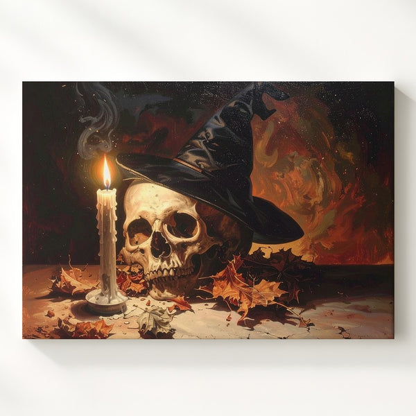Enchanted Sorcerer Skull Canvas – Gothic Magic Still Life Wall Art - Gifitto
