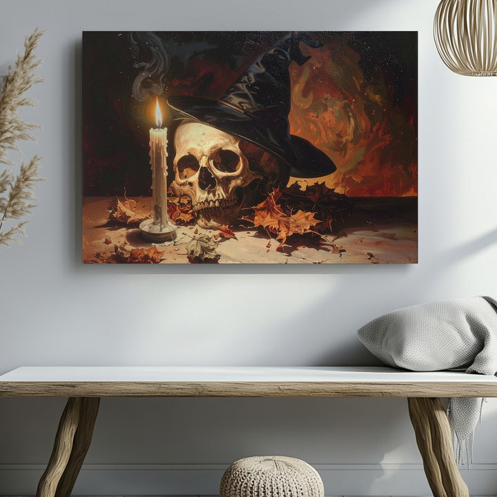 Enchanted Sorcerer Skull Canvas – Gothic Magic Still Life Wall Art - Gifitto