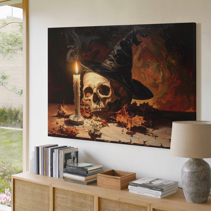 Enchanted Sorcerer Skull Canvas – Gothic Magic Still Life Wall Art - Gifitto