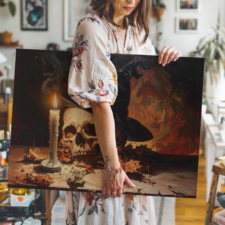 Enchanted Sorcerer Skull Canvas – Gothic Magic Still Life Wall Art - Gifitto