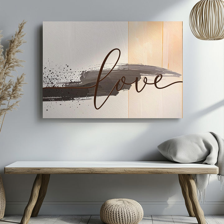 Love Script Canvas – Minimalist Black Cursive Handwritten Art - Gifitto