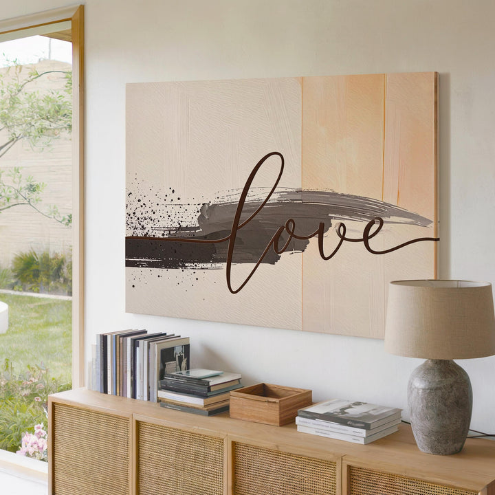 Love Script Canvas – Minimalist Black Cursive Handwritten Art - Gifitto