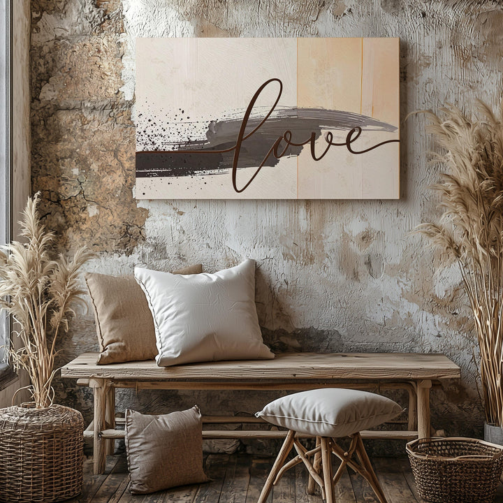 Love Script Canvas – Minimalist Black Cursive Handwritten Art - Gifitto
