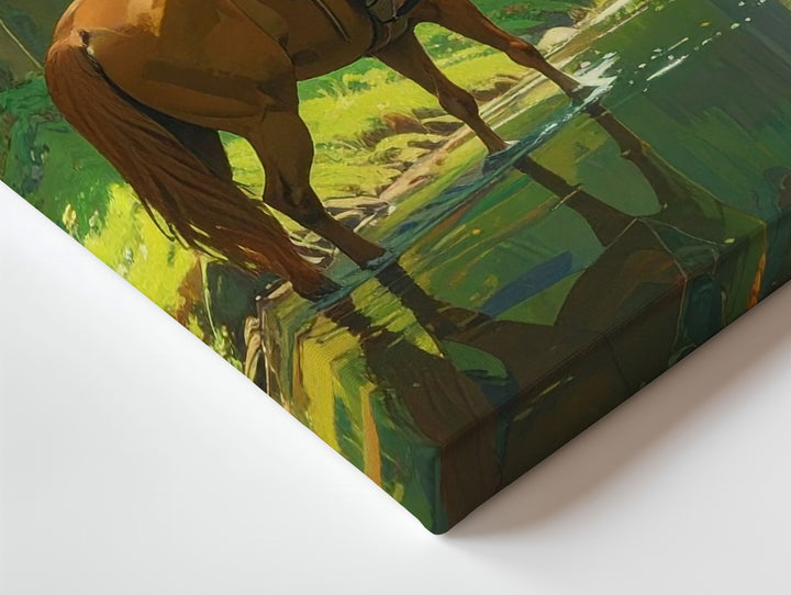 Forest Crossing Adventurer Canvas – Tranquil Fantasy Horseback Scene - Gifitto