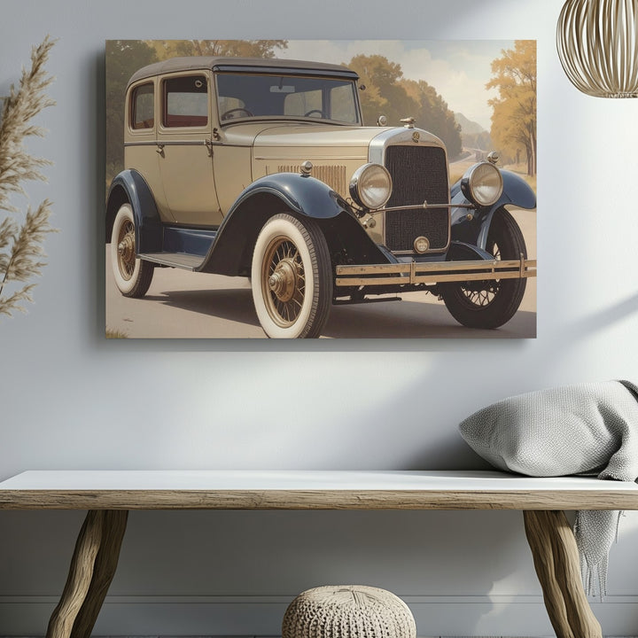Sepia Vintage 1930s Luxury Car Canvas – Classic Pre-War Automotive Elegance - Gifitto