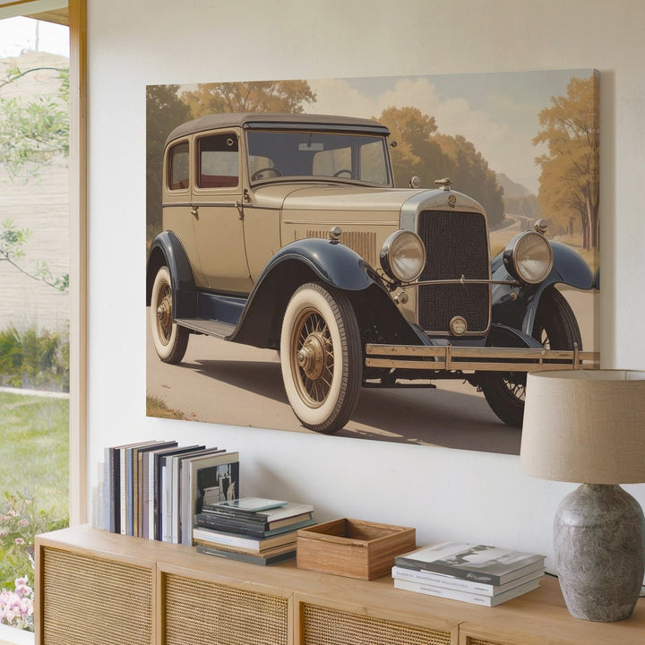 Sepia Vintage 1930s Luxury Car Canvas – Classic Pre-War Automotive Elegance - Gifitto