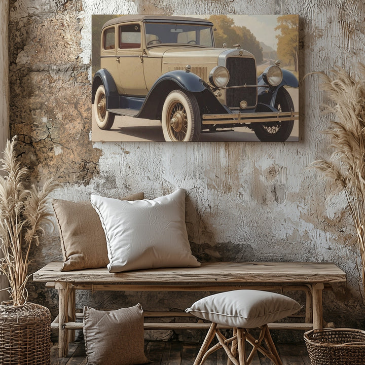 Sepia Vintage 1930s Luxury Car Canvas – Classic Pre-War Automotive Elegance - Gifitto