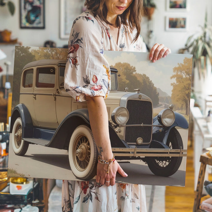 Sepia Vintage 1930s Luxury Car Canvas – Classic Pre-War Automotive Elegance - Gifitto