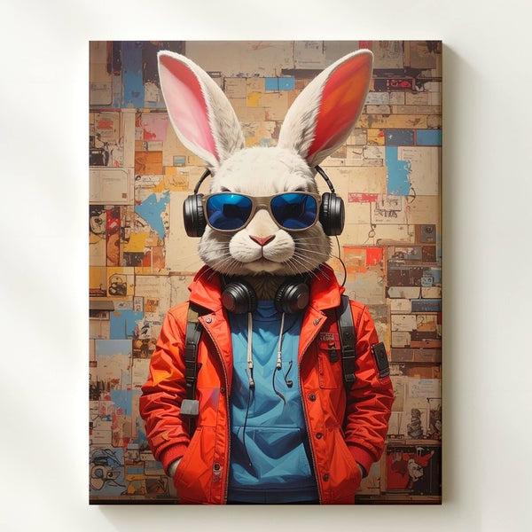 Urban Bunny Canvas – Cool Rabbit with Street Style & Graffiti Vibes - Gifitto