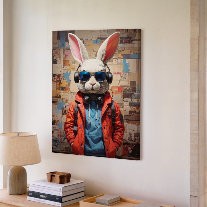 Urban Bunny Canvas – Cool Rabbit with Street Style & Graffiti Vibes - Gifitto