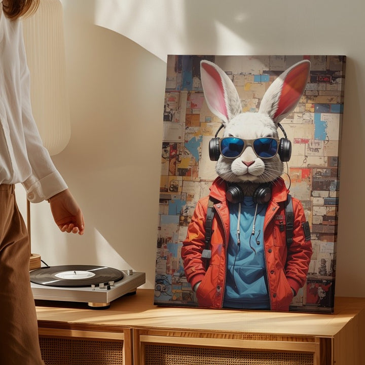Urban Bunny Canvas – Cool Rabbit with Street Style & Graffiti Vibes - Gifitto