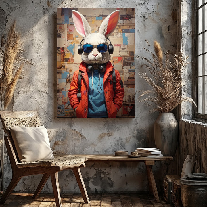 Urban Bunny Canvas – Cool Rabbit with Street Style & Graffiti Vibes - Gifitto