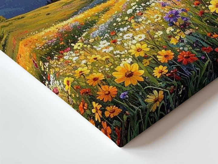 Sunlit Mountain Meadow Canvas – Vibrant Wildflower Landscape Art - Gifitto