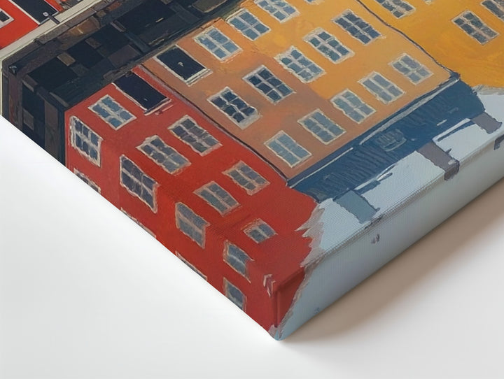 Colorful Waterfront Town Canvas – European Houses with Reflections - Gifitto