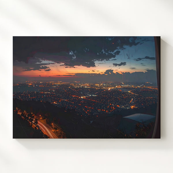 Night Flight Cityscape Canvas – Dramatic Aerial Urban View Wall Art - Gifitto