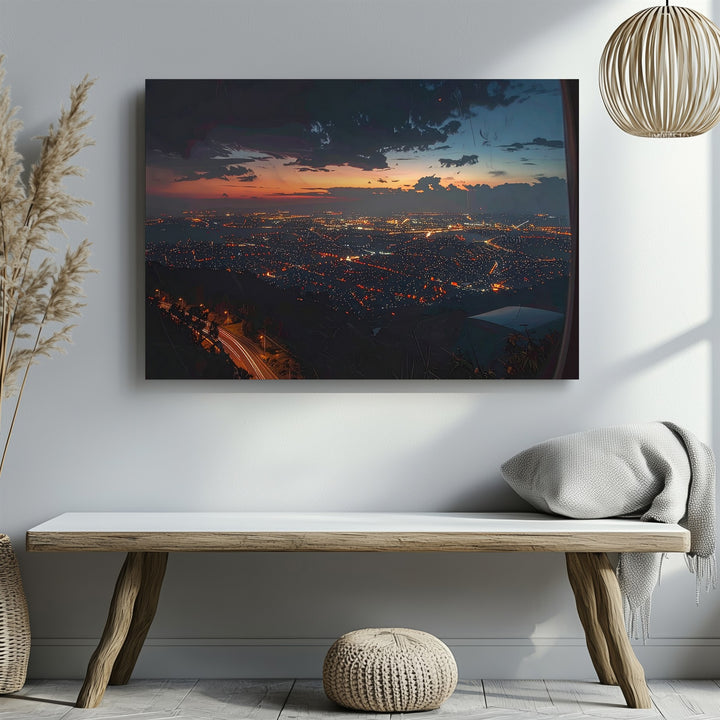 Night Flight Cityscape Canvas – Dramatic Aerial Urban View Wall Art - Gifitto