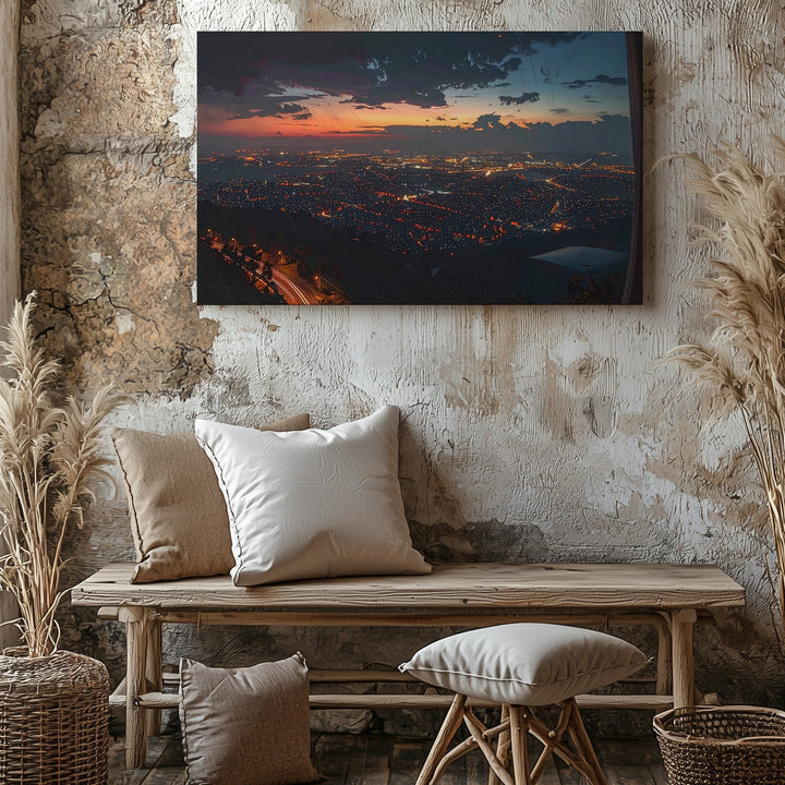 Night Flight Cityscape Canvas – Dramatic Aerial Urban View Wall Art - Gifitto