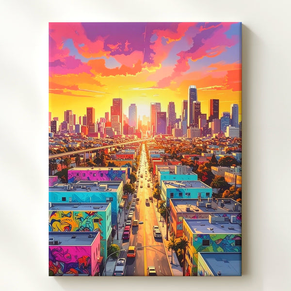 Vibrant City Street Art Canvas – Colorful Downtown Urban Graffiti Wall Art - Gifitto