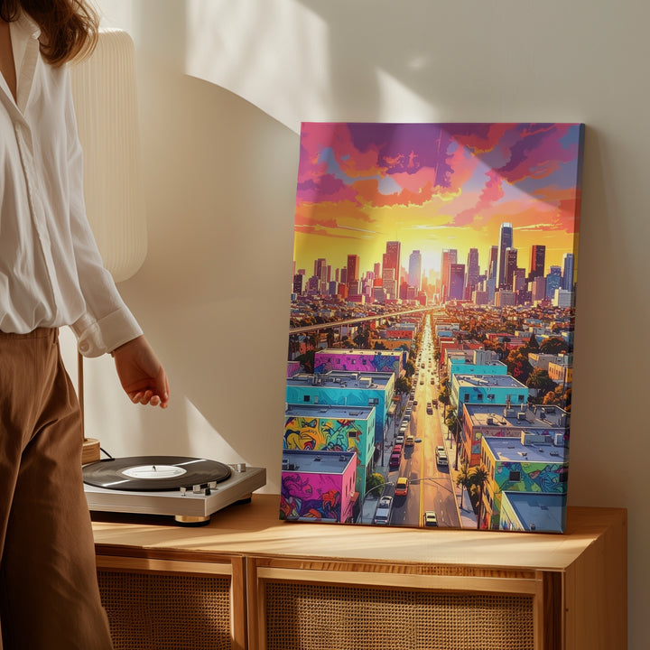 Vibrant City Street Art Canvas – Colorful Downtown Urban Graffiti Wall Art - Gifitto