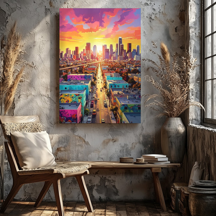 Vibrant City Street Art Canvas – Colorful Downtown Urban Graffiti Wall Art - Gifitto