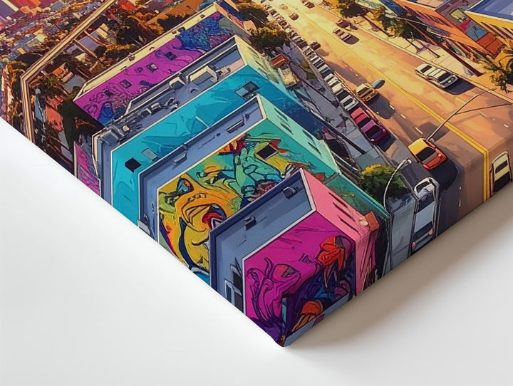 Vibrant City Street Art Canvas – Colorful Downtown Urban Graffiti Wall Art - Gifitto