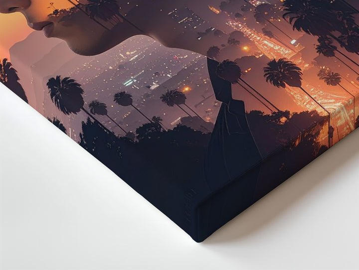 Dreams of LA Canvas – Double Exposure Art with Cityscape & Male Silhouette - Gifitto
