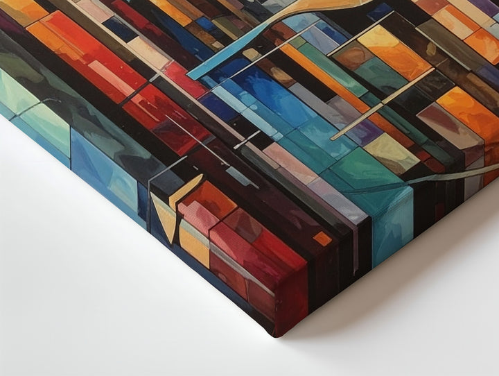 Futuristic Cityscape Canvas – Vibrant Stained Glass-Inspired Urban Art - Gifitto