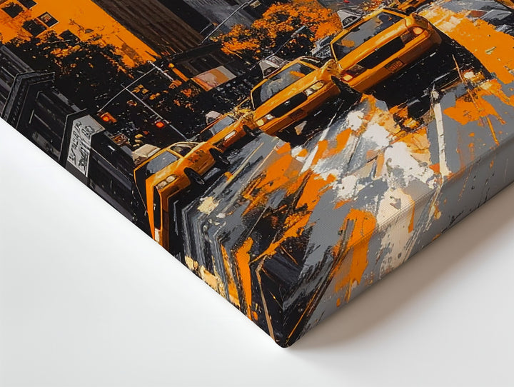 Edgy Urban Street Canvas – Grayscale NYC with Orange Accents - Gifitto