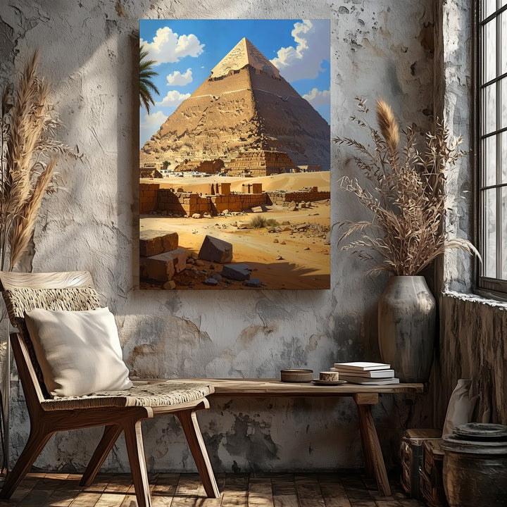 Great Pyramid of Giza Canvas – Realistic Depiction Under Midday Sun - Gifitto