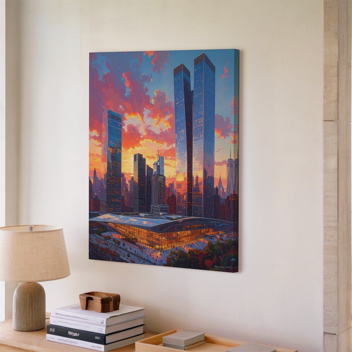 Futuristic Cityscape Canvas – Modern Skyscrapers at Sunset - Gifitto