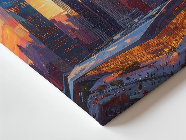 Futuristic Cityscape Canvas – Modern Skyscrapers at Sunset - Gifitto