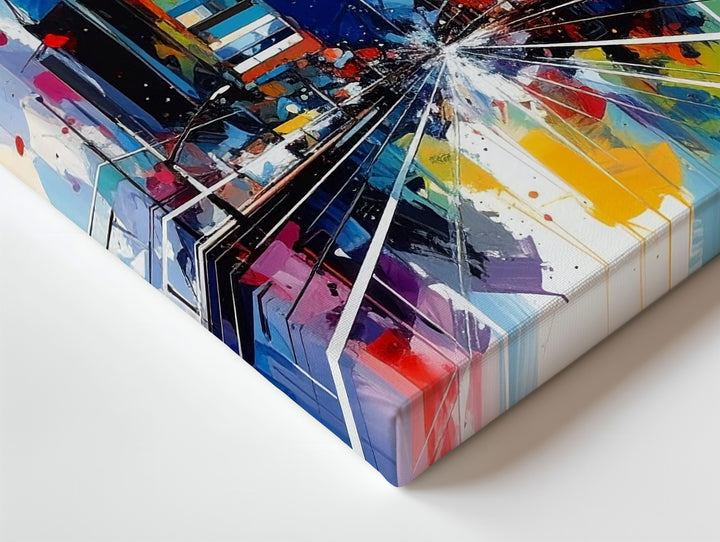 Abstract Cityscape Canvas – Watercolor High-Rise Buildings with Bold Colors - Gifitto