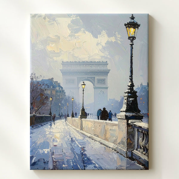 Misty European Cityscape Canvas – Impressionist Paris Bridge & Fog - Gifitto