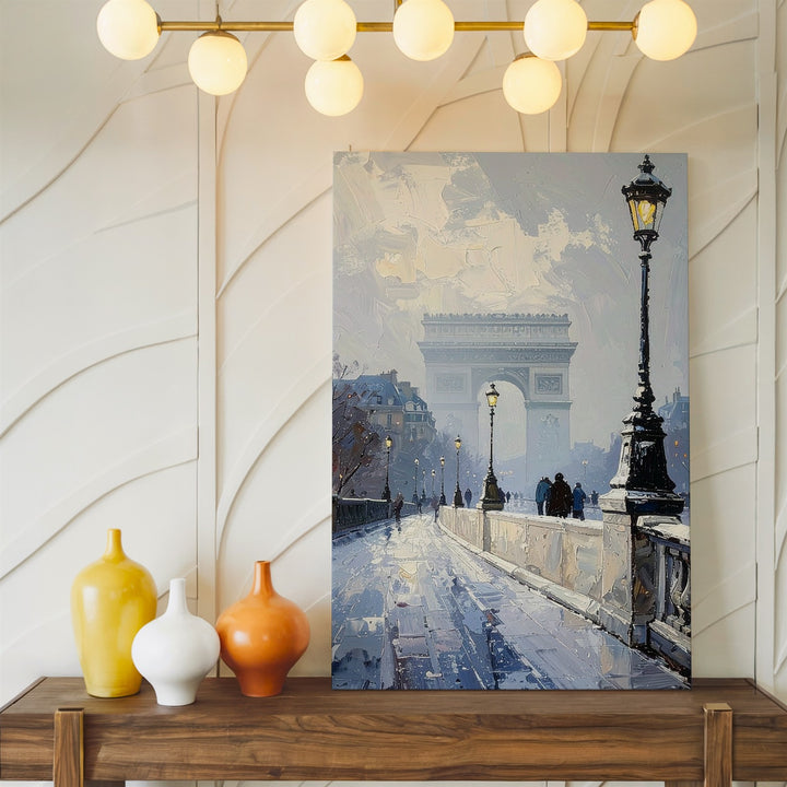 Misty European Cityscape Canvas – Impressionist Paris Bridge & Fog - Gifitto
