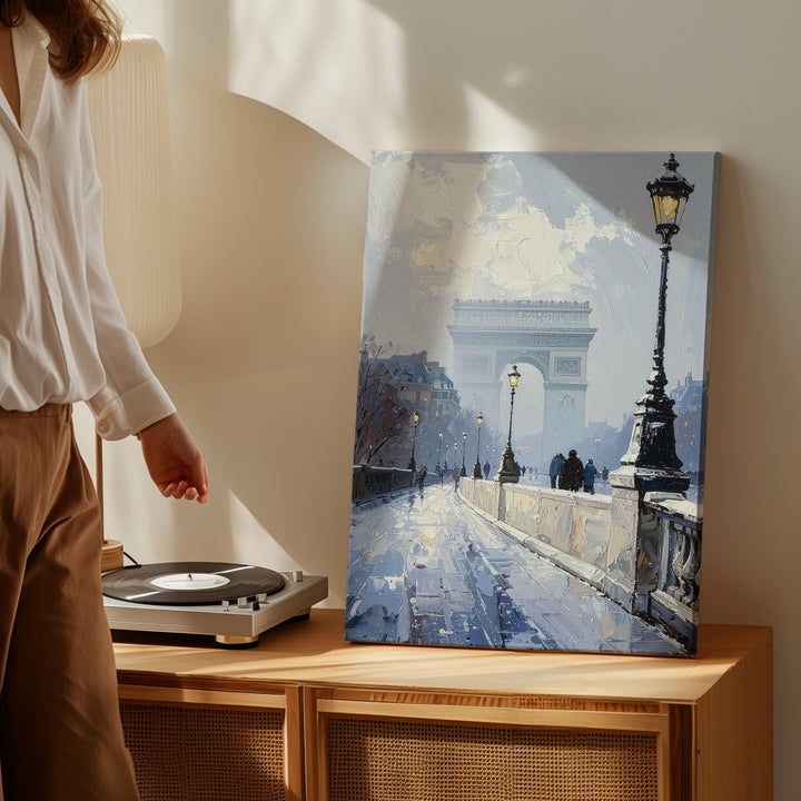 Misty European Cityscape Canvas – Impressionist Paris Bridge & Fog - Gifitto