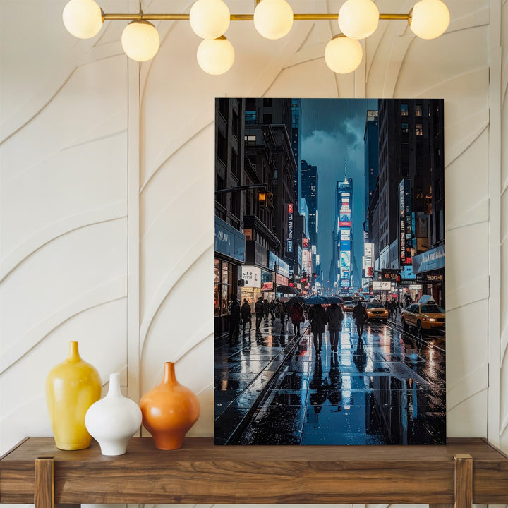 City Night Rain Canvas – Neon Lights & Reflections on Wet Pavement - Gifitto