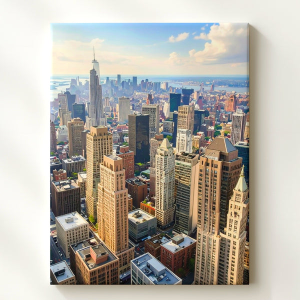 Aerial Cityscape Canvas – Metropolitan Skyline with Skyscrapers and Grid Layout - Gifitto