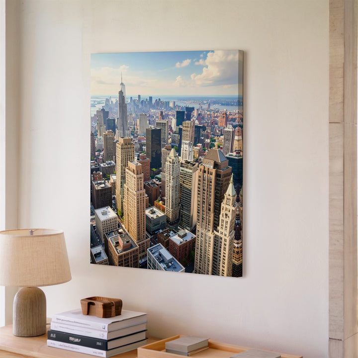 Aerial Cityscape Canvas – Metropolitan Skyline with Skyscrapers and Grid Layout - Gifitto