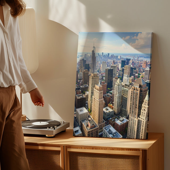 Aerial Cityscape Canvas – Metropolitan Skyline with Skyscrapers and Grid Layout - Gifitto