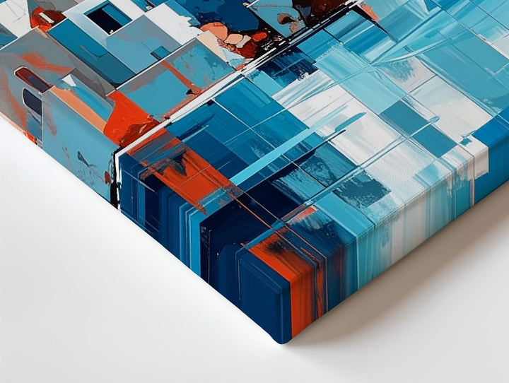 Cycladic-Style Buildings Canvas – Modern Mediterranean Landscape with Abstract Sea & Sky - Gifitto