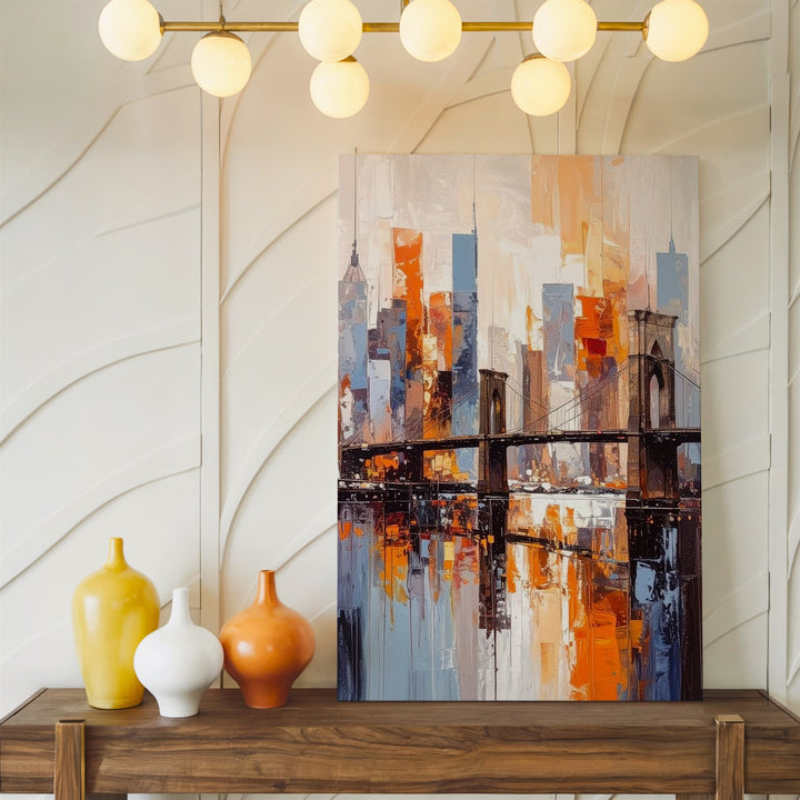 Dreamy Cityscape Canvas – Abstract Bridge and Reflective Water - Gifitto
