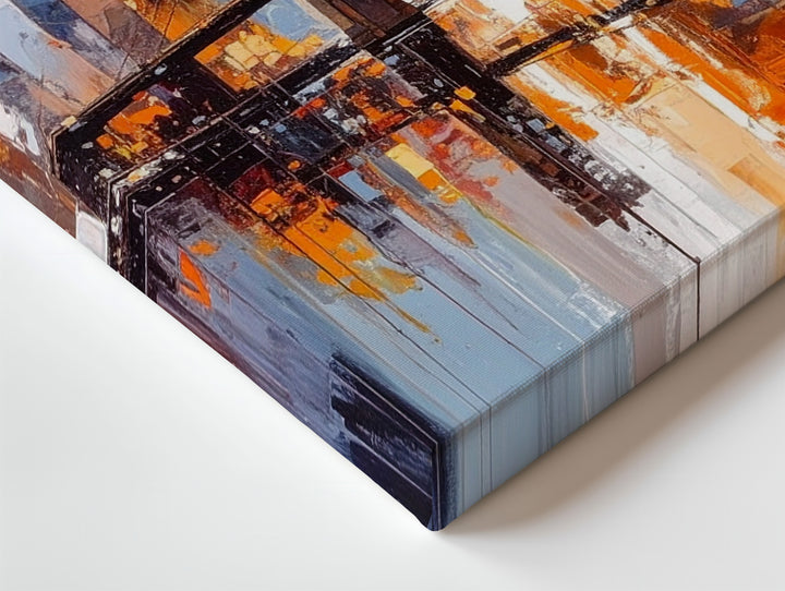 Dreamy Cityscape Canvas – Abstract Bridge and Reflective Water - Gifitto