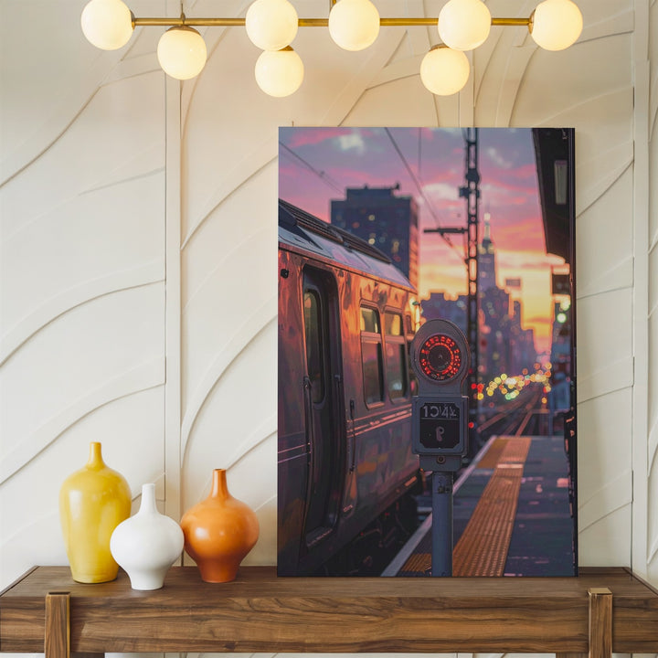 Golden Hour Train Arrival Canvas – Cinematic Urban Train Scene - Gifitto