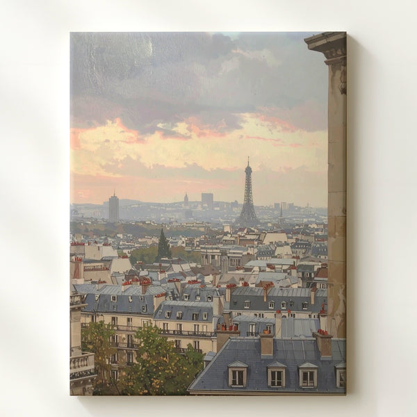 Paris Rooftops Canvas – Dreamy Twilight View with Eiffel Tower - Gifitto